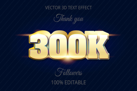 300k 3D Gold Color Text Effect Explained