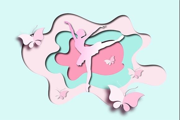 3D Ballerina and Butterfly Paper Cutout