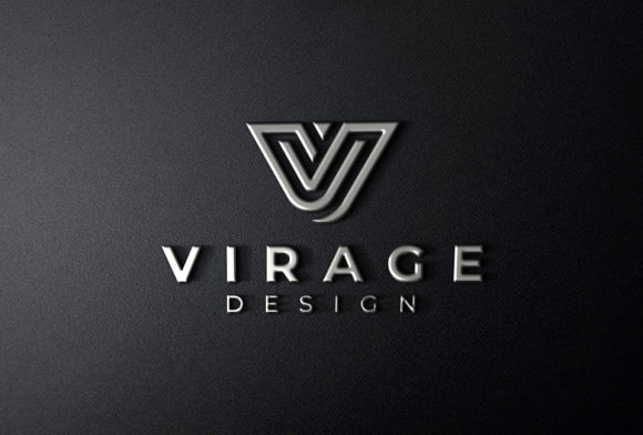 3D Chrome Logo Mockup on Black Wall