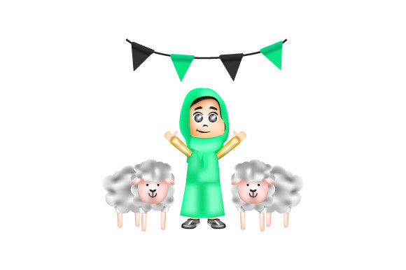 3d Eid Al Adha Rendering Muslim Sheep
