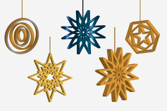 3d Eid Hanging Decoration 5 Elements