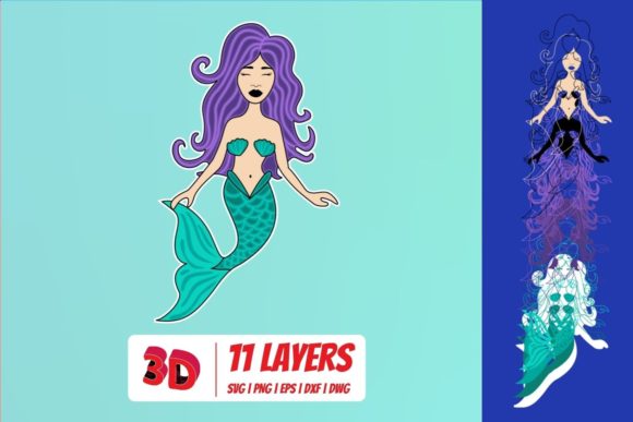 3D Mermaid 2 SVG Cut File for Creative Projects