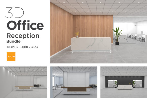 3D Office Reception Mockup Vol 10: Elevating First Impressions with Precision Design