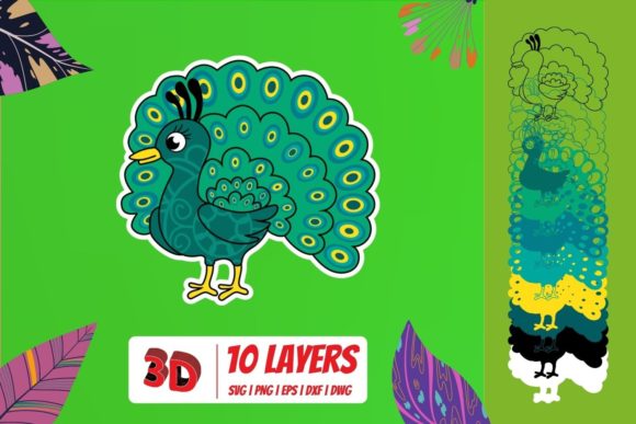3D Peacock SVG Cut File