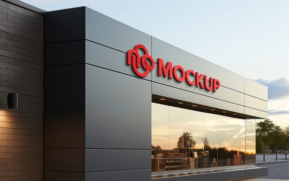 3d Red Logo Mockup Facade Sign: A Versatile Design Solution