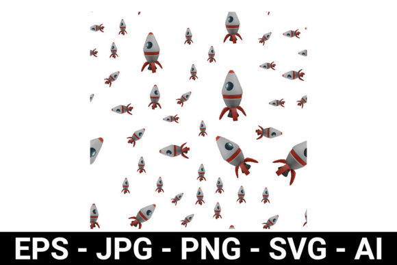 3d Rendering Rocket Seamless Pattern