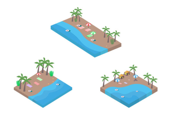 3D Stylish Beach Landscape Collection: A Creative Resource for Real-World Use