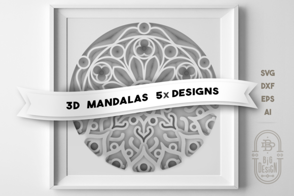 5x 3D Layered Mandala Designs for Creative Projects