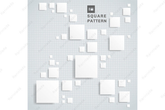 Abstract 3D White Paper Square Pattern for Practical Design
