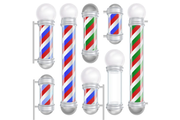 Barber Shop Pole Vector. 3D Classic