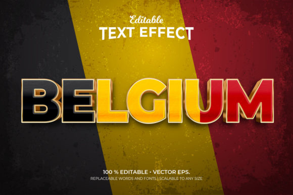 Belgium Flag Pattern 3D Text Effects: A Creative and Symbolic Design Approach
