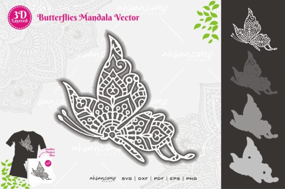 Butterflies 10 Mandala SVG 3D Layered for Creative Expression and Practical Use