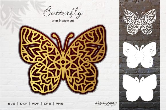 Butterfly 1 Mandala SVG 3D Layered: A Unique Digital Art Asset for Creative Professionals