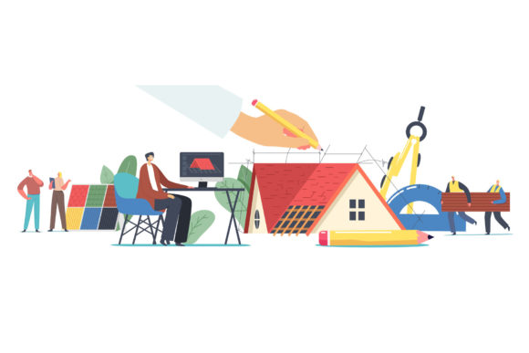 Characters Projecting Roof Design: A Bold Display Typeface