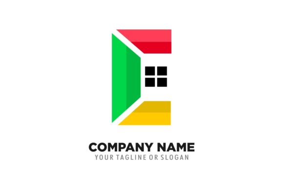 Logo Real Estate Letter E Initial 3D