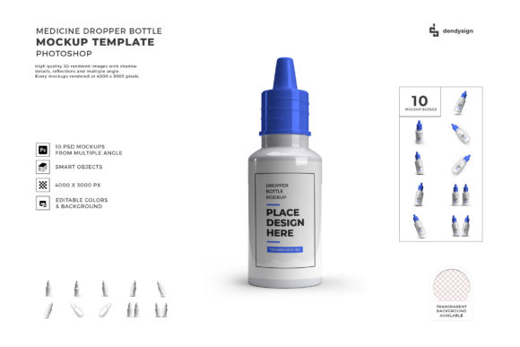 Medicine Dropper Bottle 3D Mockup Bundle for Realistic Product Visualization
