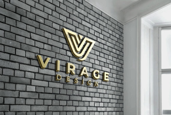 Showcasing Your Brand with a 3D Golden Logo Mockup Signage on Wall