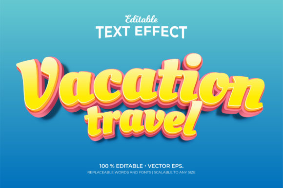 Vacation Travel 3D Editable Text Effects for Creative Workflows